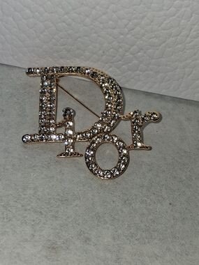 Designer-Inspired Gold Crystal Brooch.New